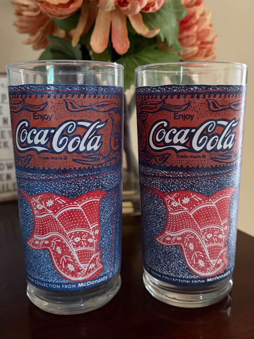 McDonald's vintage Coca-Cola Denim Collection collectors drinking glasses